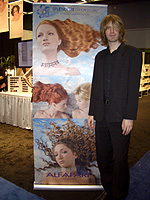 Alfaparf model James Ritzman shown with their banner