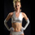 blonde model in superheroine costume