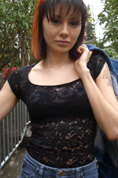 model michelle wearing M Studio shirt